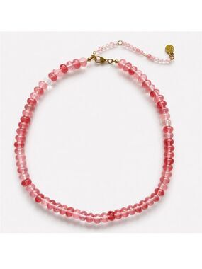 Rose Agate Beaded Necklace with Gold-Tone Clasp